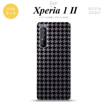 Xperia 1 II 5G スマホケース 背面カバー ストラップホール有り ソフトケース 千鳥 格子 小 黒 クリア ストラップホール おしゃれ かわいい かっこいい メンズ レディース nk-xp12-tp915