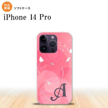 iPhone14 Pro iPhone14 Pro スマホケース 背面ケースソフトケース バタフライ 蝶 A ピンク +アルファベット 2022年 9月発売 nk-i14p-tp202i
