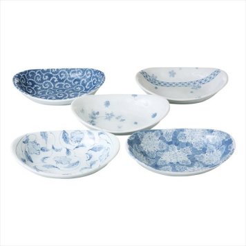 美濃焼 染付絵変り カレー皿5枚揃　 31820  内祝 内祝い お祝 御祝 記念品 出産内祝い プレゼント 快気祝い 粗供養 引出物