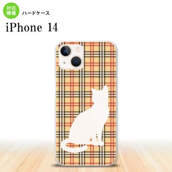 iPhone14 iPhone14 スマホケース 背面ケース ハードケース 猫 チェック B 赤 茶 2022年 9月発売 nk-i14-954
