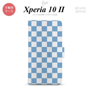 Xperia10 II 手帳型 スマホケース 全面印刷 おしゃれ ストラップホール有り スクエア 白 青 nk-004s-xp102-dr766