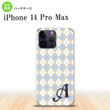 iPhone14 ProMax iPhone14 Pro Max スマホケース 背面ケース ハードケース アーガイル 青 グレー +アルファベット 2022年 9月発売 nk-i14pm-1413i