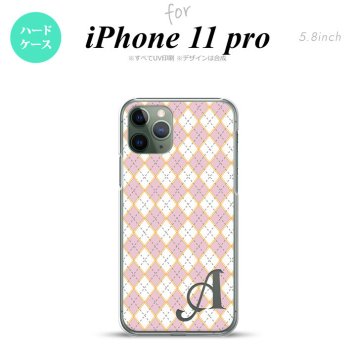 iPhone11Pro iPhone11 Pro スマホケース ハードケース アーガイル ピンク グレー +アルファベット メンズ レディース nk-i11p-1411i