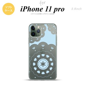 iPhone11Pro iPhone11 Pro スマホケース ソフトケース レース クリア 青 メンズ レディース nk-i11p-tp1485