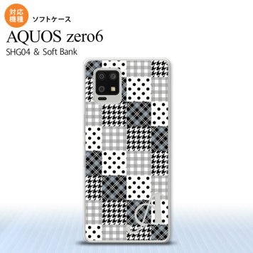 SHG04 SHG04 ZERO6 AQUOS zero6 スマホケース ソフトケース パッチワーク 黒 +アルファベット メンズ レディース nk-zero6-tp1063i