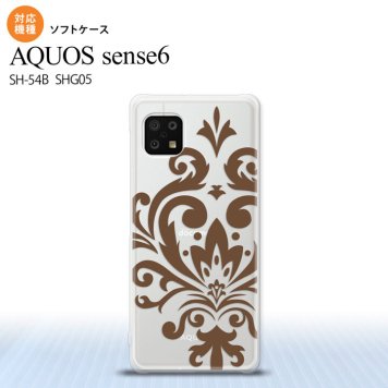SH-54B SHG05 AQUOS sense6 スマホケース ソフトケース ダマスク D 茶 メンズ レディース nk-sens6-tp1036