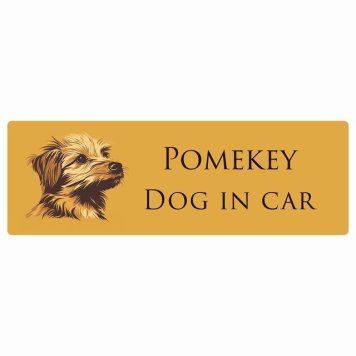 ドッグ カーステッカー イラスト付 Dog in Car ポメキー Bタイプ セーフティサイン 犬種別 長方形 20x6.7cm シール リア あおり運転対策 Dog Sticker 屋外 屋内 防水 かわいい おしゃれ 安全対策 カーサイン