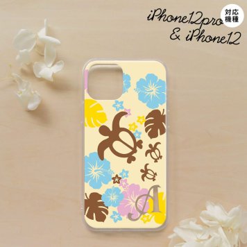 iPhone12/iPhone12pro iPhone12 / iPhone12pro スマホケース ソフトケース ホヌ ハイビスカス 黄 +アルファベット メンズ レディース nk-i12-tp1105i