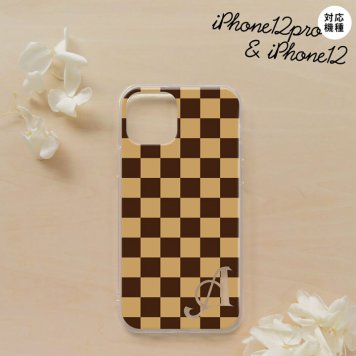 iPhone12/iPhone12pro iPhone12 / iPhone12pro スマホケース ソフトケース スクエア 黒茶 茶 +アルファベット メンズ レディース nk-i12-tp132i