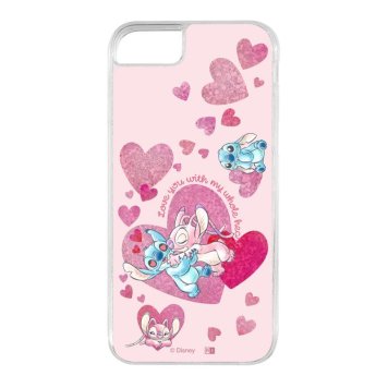 iPhone SE 第3世代/SE 第2世代/8/7 / ディズニー / 衝撃吸収 バンパー 動く キラキラ ラメ グリッターケース / スティッチとエンジェル_ハート ※送料無料(ポスト投函)