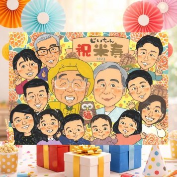 誕生日のお祝いに、似顔絵と笑顔をお届けします。 米寿祝い 似顔絵 贈り物 プレゼント 手描き ギフト 名入れ 誕生日 記念日 お祝い 長寿 大人数 孫 祖父母 ご両親 下書き確認 修正無料 名入れ そっくり 宝物 実績多数 似てる 88歳 米寿祝い 宝物 傘寿 大量注文 ホワイトデー 古希祝い イラスト 喜寿祝い 感謝 カラフル おすすめ 二次会 サプライズ 快気祝い おしゃれ ウェディングギフト
