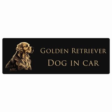 ドッグ カーステッカー イラスト付 Dog in Car ゴールデンレトリバー Aタイプ セーフティサイン 犬種別 長方形 15x5cm シール リア あおり運転対策 Dog Sticker 屋外 屋内 防水 かわいい おしゃれ 安全対策 カーサイン