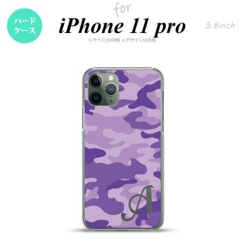 iPhone11Pro iPhone11 Pro スマホケース ハードケース ウッドランド 迷彩 紫 +アルファベット メンズ レディース nk-i11p-1151i