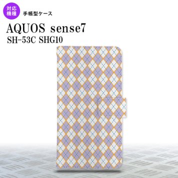 sense7 sense7 手帳型スマホケース カバー アーガイル 紫 青 2022年 11月発売 nk-004s-sens7-dr1409