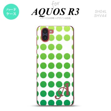 SH-04L SHV44 R3 AQUOS R3 スマホケース カバー 水玉 緑 +アルファベット nk-r3-1377i