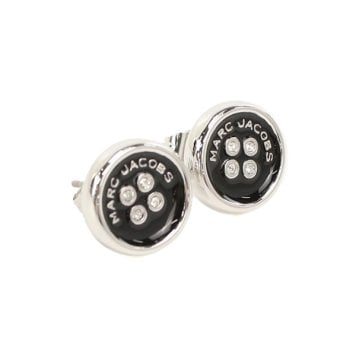 MARC JACOBS マークジェイコブス ピアス 2R4JER001J35 SILVER-BLACK シルバー ブラック BUTTON STUD EARRINGS レディース