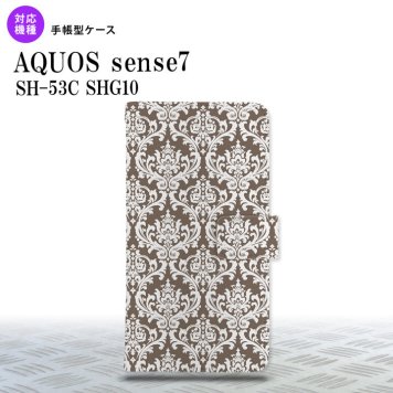sense7 sense7 手帳型スマホケース カバー ダマスク 茶 白 2022年 11月発売 nk-004s-sens7-dr457