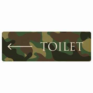 トイレ プレート 木製 TOILET 文字タイプ 迷彩 カラー 左 矢印 長方形 27x9cm方向案内 進路ドア サインプレート ピクトサイン トイレマーク表示 案内 注意 施設 御手洗 TOILET おしゃれ シンプル 安全対策