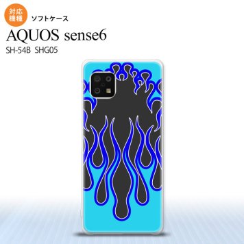 SH-54B SHG05 AQUOS sense6 スマホケース ソフトケース ファイヤー 炎 黒 青 メンズ レディース nk-sens6-tp1303