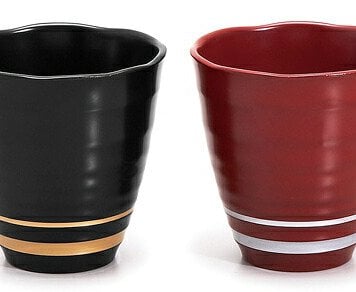 和らぎフリーカップペア ライン(黒・吟朱) インテリア 漆器 盆 カタログギフト 景品 粗品