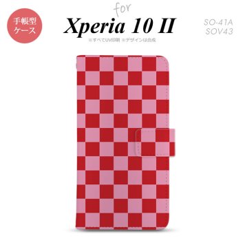 Xperia10 II 手帳型 スマホケース 全面印刷 おしゃれ ストラップホール有り スクエア 赤 ピンク nk-004s-xp102-dr770