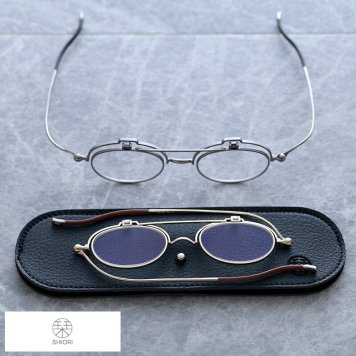 栞 フラットになる 薄い オーバル 跳ね上げ ブルーライトカットレンズ リーディンググラス 老眼鏡  