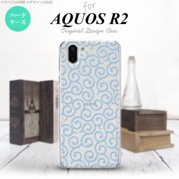 AQUOS R2 アクオス アール2 SH-03K SHV42 専用 スマホケース カバー ハードケース 唐草 クリア×水色 nk-r2-1127[スマホ,スマホケース,スマホカバー,ケース,カバー,ジャケット]