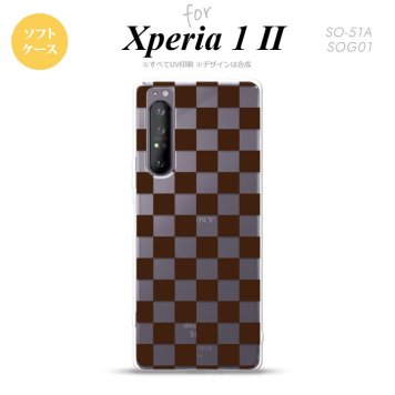Xperia 1 II 5G スマホケース 背面カバー ストラップホール有り ソフトケース スクエア 茶 ストラップホール おしゃれ かわいい かっこいい メンズ レディース nk-xp12-tp032
