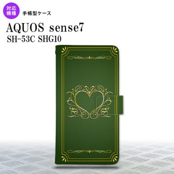sense7 sense7 手帳型スマホケース カバー ハート 飾り 緑 金 2022年 11月発売 nk-004s-sens7-dr616