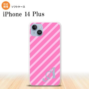 iPhone14 plsu iPhone14 plsu スマホケース 背面ケースソフトケース ストライプ ピンク +アルファベット 2022年 10月発売 nk-i14pl-tp715i