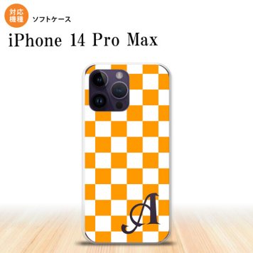 iPhone14 ProMax iPhone14 Pro Max スマホケース 背面ケースソフトケース スクエア 白 オレンジ +アルファベット 2022年 9月発売 nk-i14pm-tp764i