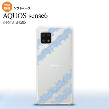SH-54B SHG05 AQUOS sense6 スマホケース ソフトケース レース 帯 A 水色 メンズ レディース nk-sens6-tp1097