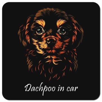 イラスト付 Dog in Car ダップー Bタイプ カーサイン 車 マグネットステッカー 犬 マグネット 強力 13x13cm 正方形 おしゃれ かわいい ドラレコステッカー 安全対策 危険運転 煽り運転 アニマル 動物 犬種別 屋外 防水 屋内