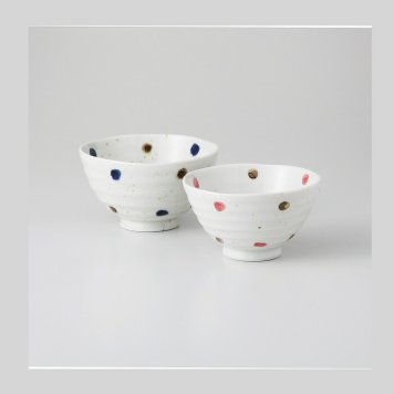ドット　ペア飯碗 磁器 瀬戸焼 やきものの里から、暮らしを贈ります。　ギフト 食器 セット テーブルウェア