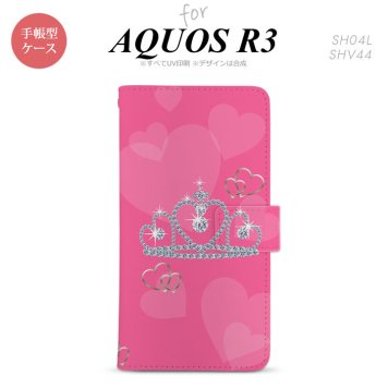 SH-04L/SHV44 AQUOS R3 手帳型スマホケース カバー クラウン ピンク  nk-004s-r3-dr601