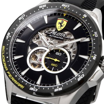 Scuderia Ferrari 腕時計 スクーデリア フェラーリ 時計 ウォッチ ピロータ オートマティコ Pilota Automatico メンズ 自動巻き ブラック×イエロー 0830601 海外モデル [並行輸入品] 誕生日 プレゼント ギフト 入学祝い 社会人 新生活 母の日 父の日
