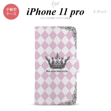 iPhone11Pro iPhone11 Pro 手帳型スマホケース カバー 王冠 ピンク  nk-004s-i11p-dr1451