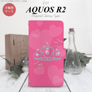 SH-03K/SHV42/706SH AQUOS R2 手帳型スマホケース カバー クラウン ピンク  nk-004s-r2-dr601