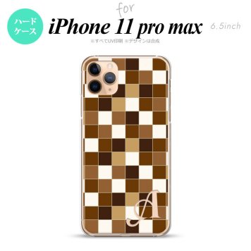 iPhone11ProMax iPhone11pro max スマホケース ハードケース スクエア モザイク 茶 +アルファベット メンズ レディース nk-i11pm-1021i