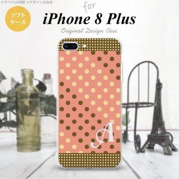【iPhone8Plus】【スマホケース/スマホカバー】【アイフォン8プラス】iPhone8Plus スマホケース ケース アイフォン8プラス イニシャル ドット・水玉 サーモンピンク×茶 nk-ip8p-tp1641ini【メール便送料無料】