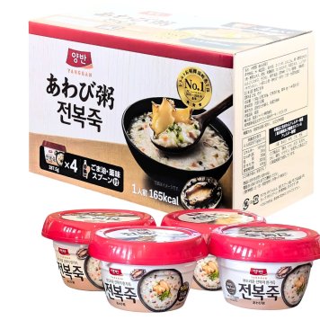 東遠 (ドンウォン ) あわび粥　あわびの風味とごま油の香ばしい旨味　レンジ 湯銭　そのままでもOK　付属 ( ごま油、薬味,、スプーン付き ) 287.5g x 4個　1個当たり165kcal　原産国：韓国 [賞味期限:2026.12.08迄]