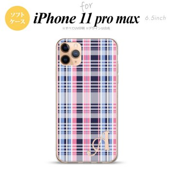 iPhone11ProMax iPhone11pro max スマホケース ソフトケース チェック B ピンク 青 +アルファベット メンズ レディース nk-i11pm-tp440i