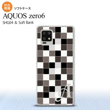 SHG04 SHG04 ZERO6 AQUOS zero6 スマホケース ソフトケース スクエア モザイク グレー +アルファベット メンズ レディース nk-zero6-tp1016i