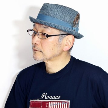 ストローハット ハット 羽根付き 帽子 メンズ 春 夏 ステイシー アダムス 麦わら帽子 ダイヤモンド型 紳士 アメリカ インポート ブランド 中折れハット STACY ADAMS BRIGHTON ペーパーブレード M L XL ブルー シーグラス 父の日