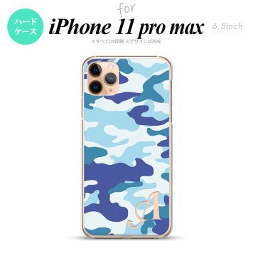 iPhone11ProMax iPhone11pro max スマホケース ハードケース ウッドランド 迷彩 B 青 +アルファベット メンズ レディース nk-i11pm-1153i