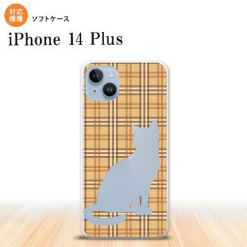 iPhone14 plsu iPhone14 plsu スマホケース 背面ケースソフトケース 猫 チェック B 茶 2022年 10月発売 nk-i14pl-tp956