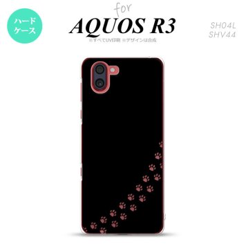 SH-04L SHV44 R3 AQUOS R3 スマホケース カバー 猫 足跡 黒 クリア nk-r3-421