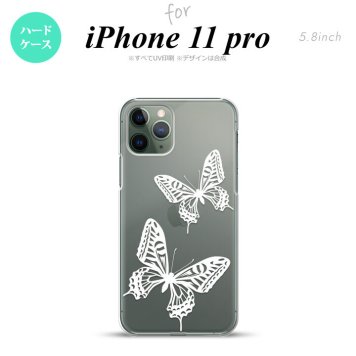 iPhone11Pro iPhone11 Pro スマホケース ハードケース 蝶 クリア 白 メンズ レディース nk-i11p-858