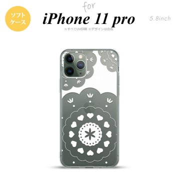 iPhone11Pro iPhone11 Pro スマホケース ソフトケース レース クリア 白 メンズ レディース nk-i11p-tp1481