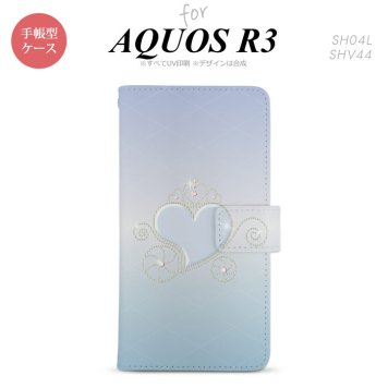 SH-04L/SHV44 AQUOS R3 手帳型スマホケース カバー ハート 青  nk-004s-r3-dr319